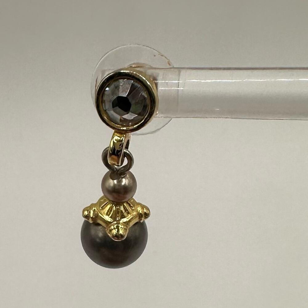 Brighton Gray Dangling Pearl Earrings Pierced Dangle Costume Jewelry Collectible